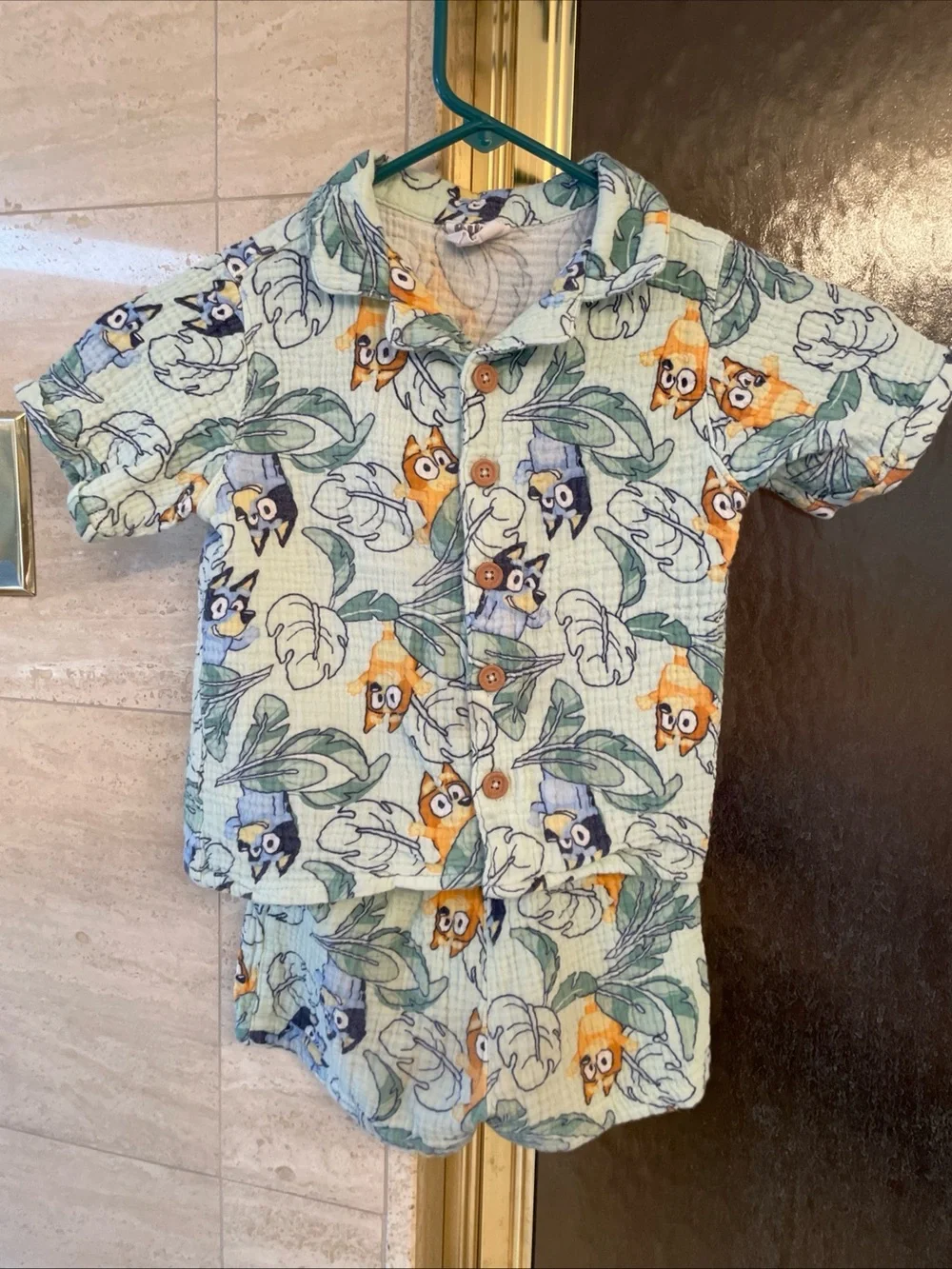 Lot of 2 Boys Short Sleeve Shirts & Shorts Sets Sz 4: Bluey And Caribbean Joe